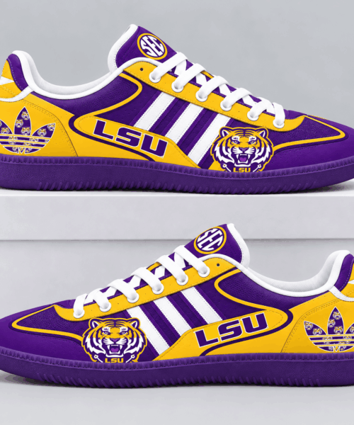 LSU Tigers NCAA Retro Triple Stripe Samba Shoes