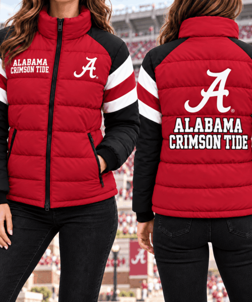 Alabama Crimson Tide NCAA Chevron Stripe Puffer Down Jacket