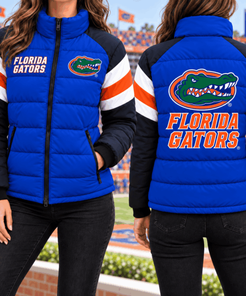 Florida Gators NCAA Chevron Stripe Puffer Down Jacket