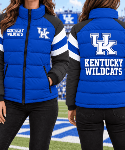 Kentucky Wildcats NCAA Chevron Stripe Puffer Down Jacket