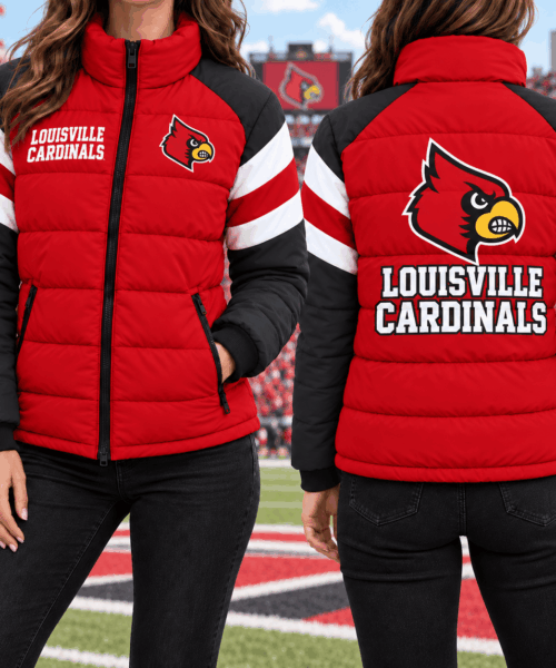 Louisville Cardinals NCAA Chevron Stripe Puffer Down Jacket