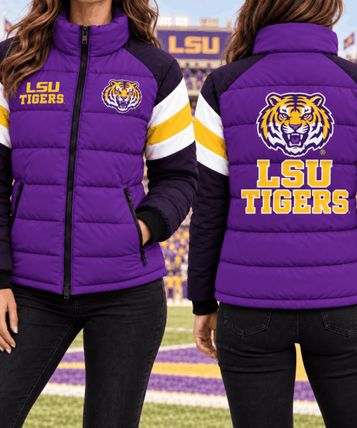 LSU Tigers NCAA Chevron Stripe Puffer Down Jacket