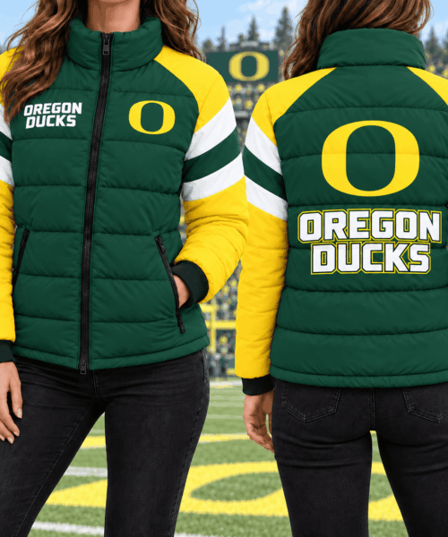 Oregon Ducks NCAA Chevron Stripe Puffer Down Jacket
