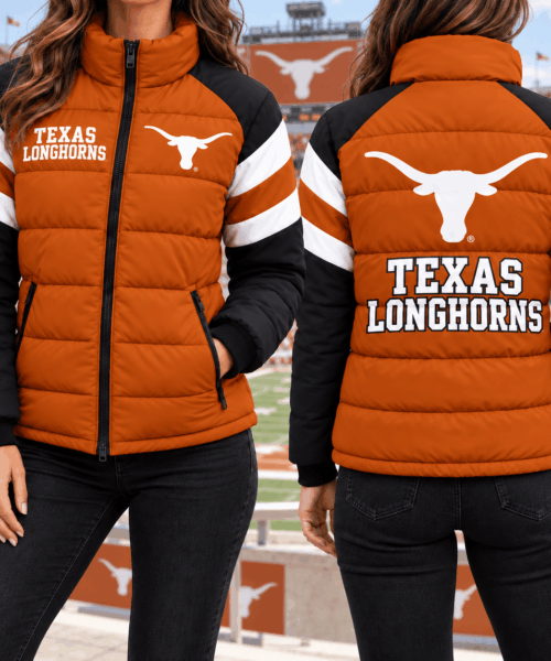 Texas Longhorns NCAA Chevron Stripe Puffer Down Jacket