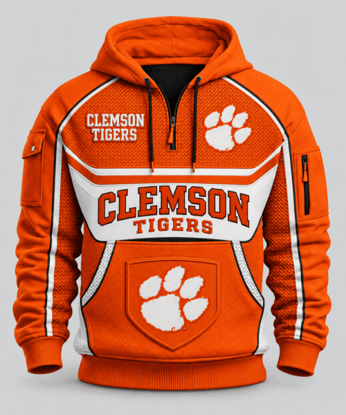 Clemson Tigers NCAA Team Spirit Hoodie Half Zipper