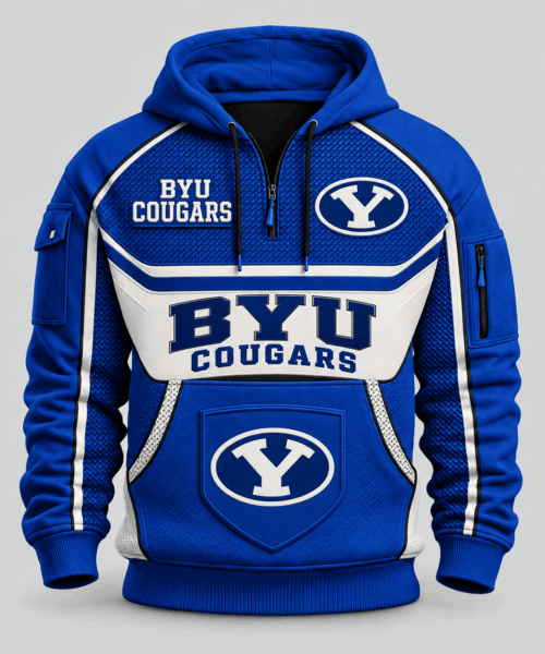 BYU Cougars NCAA Team Spirit Hoodie Half Zipper