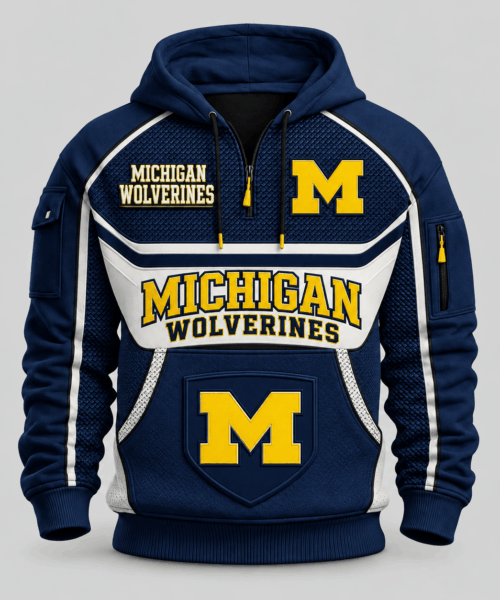 Michigan Wolverines NCAA Team Spirit Hoodie Half Zipper