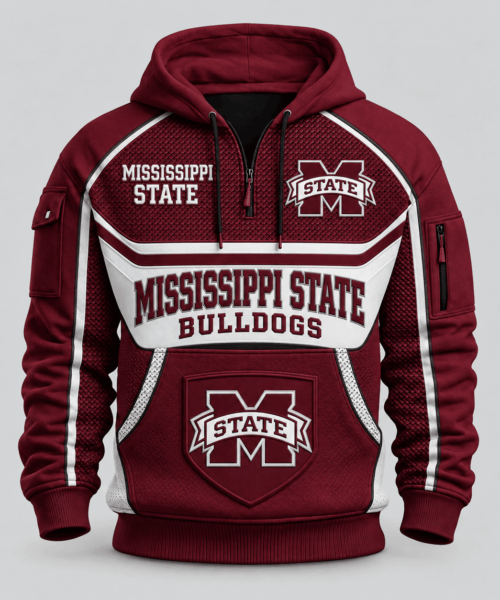 Mississippi State Bulldogs NCAA Team Spirit Hoodie Half Zipper