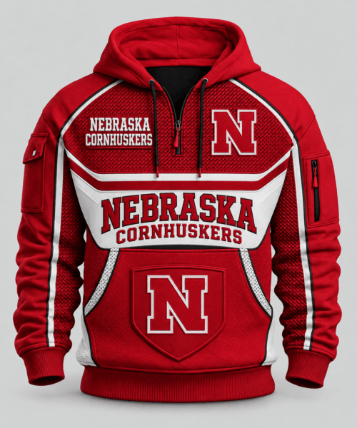 Nebraska Cornhuskers NCAA Team Spirit Hoodie Half Zipper