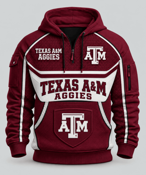 Texas A&M Aggies NCAA Team Spirit Hoodie Half Zipper