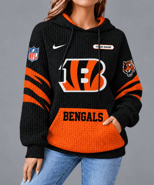 Cincinnati Bengals NFL Cozy Two Tone Unisex Waffle Hoodie