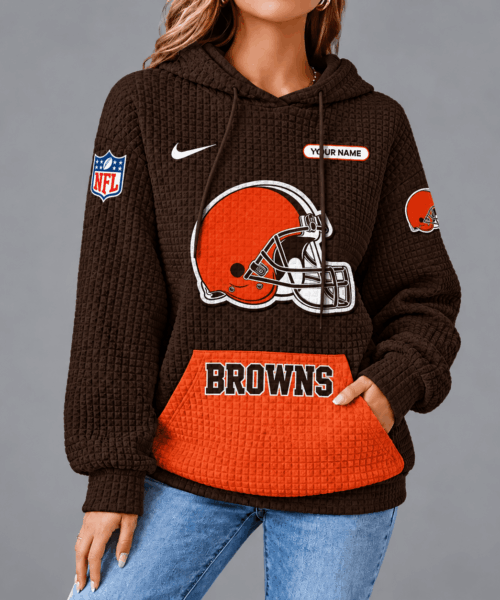 Cleveland Browns NFL Cozy Two Tone Unisex Waffle Hoodie