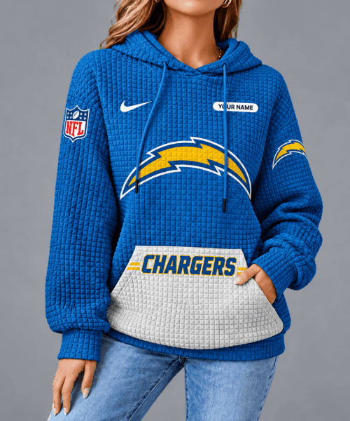 Los Angeles Chargers NFL Cozy Two Tone Unisex Waffle Hoodie