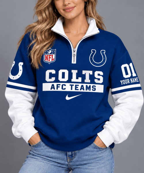 Indianapolis Colts NFL Classic Varsity Style Quarter-Zip Sweatshirt