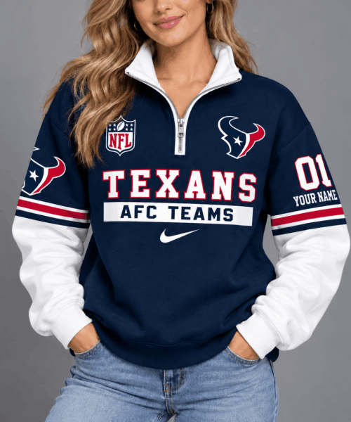 Houston Texans NFL Classic Varsity Style Quarter-Zip Sweatshirt