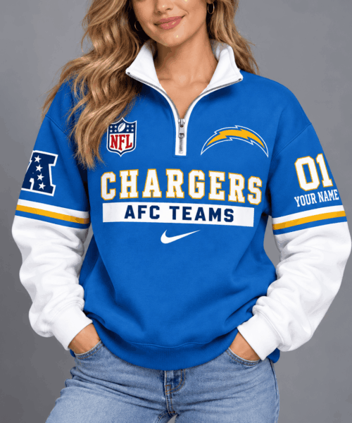 Los Angeles Chargers NFL Classic Varsity Style Quarter-Zip Sweatshirt