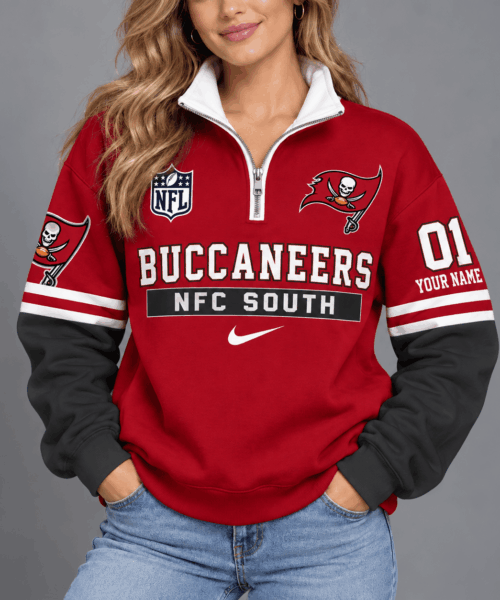 Tampa Bay Buccaneers NFL Classic Varsity Style Quarter-Zip Sweatshirt