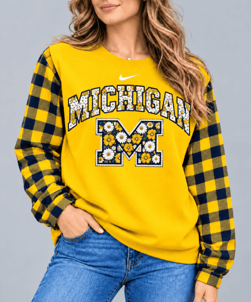 Michigan Wolverines NCAA Vintage Daisy Flower Sweatshirt