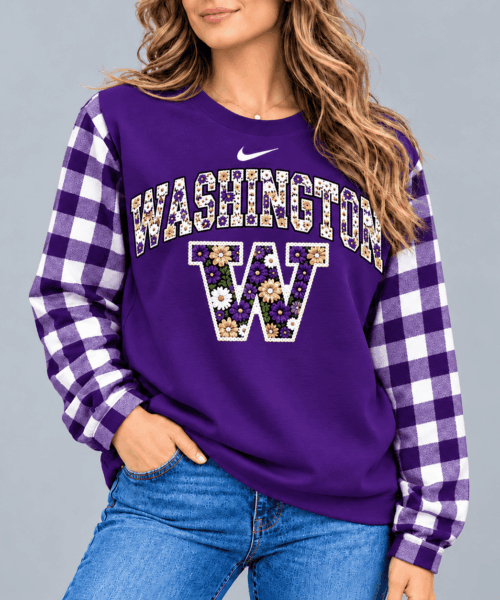Washington Huskies NCAA Vintage Daisy Flower Sweatshirt