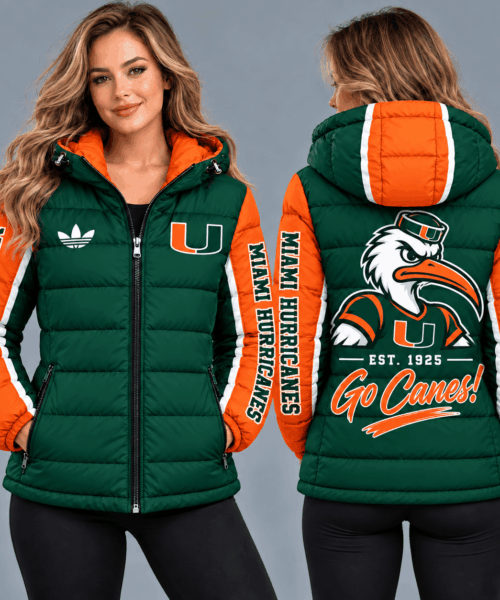 Miami Hurricanes NCAA Varsity Style Hooded Down Puffer Jacket