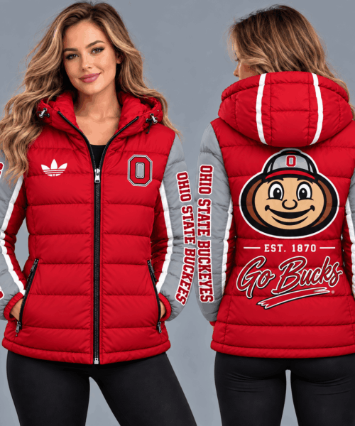 Ohio State Buckeyes NCAA Varsity Style Hooded Down Puffer Jacket