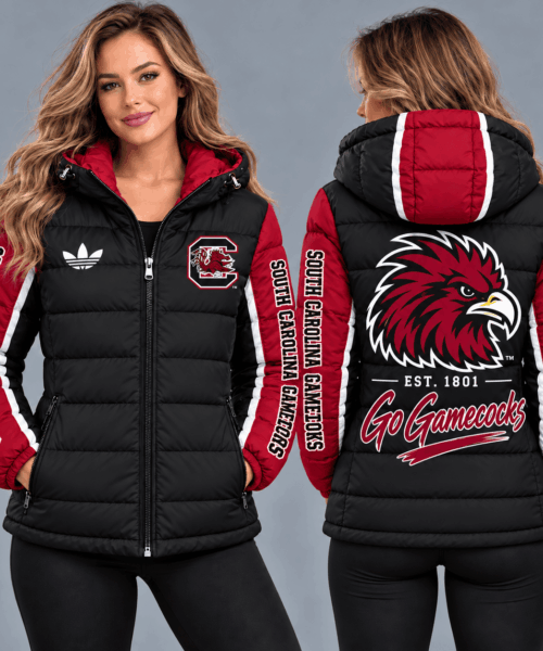South Carolina Gamecocks NCAA Varsity Style Hooded Down Puffer Jacket