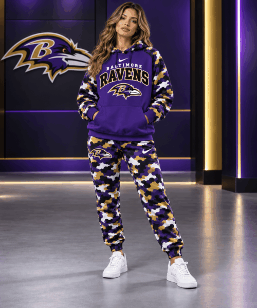 Baltimore Ravens NFL Game Day Team Spirit Camo Tracksuit Set