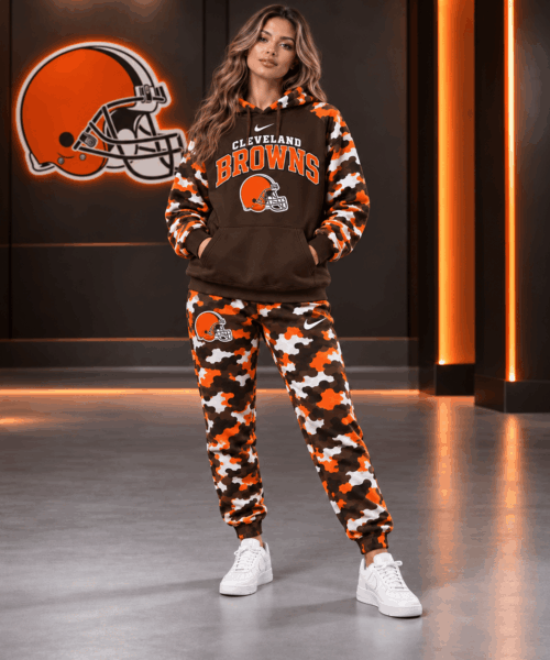 Cleveland Browns NFL Game Day Team Spirit Camo Tracksuit Set