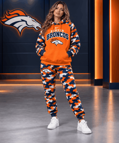 Denver Broncos NFL Game Day Team Spirit Camo Tracksuit Set