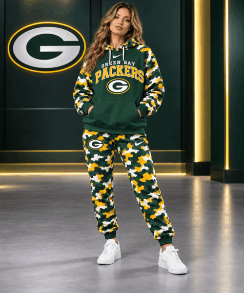 Green Bay Packers NFL Game Day Team Spirit Camo Tracksuit Set