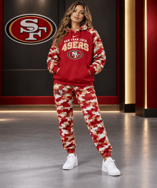 San Francisco 49Ers NFL Game Day Team Spirit Camo Tracksuit Set
