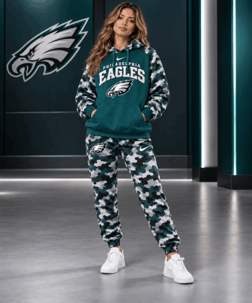 Philadelphia Eagles NFL Game Day Team Spirit Camo Tracksuit Set