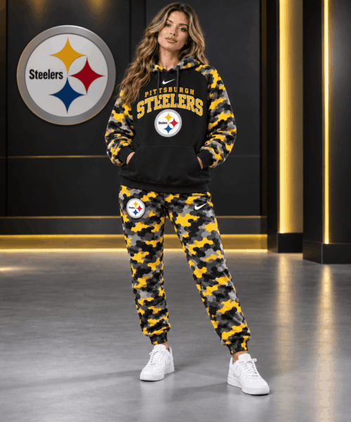 Pittsburgh Steelers NFL Game Day Team Spirit Camo Tracksuit Set