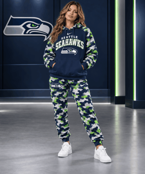 Seattle Seahawks NFL Game Day Team Spirit Camo Tracksuit Set
