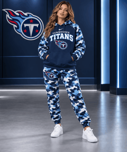 Tennessee Titans NFL Game Day Team Spirit Camo Tracksuit Set