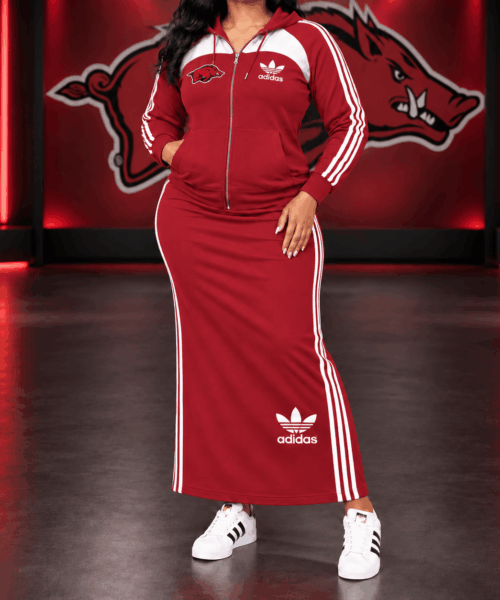 Arkansas Razorbacks NCAA Team Spirit Zip Hoodie & Maxi Skirt Set