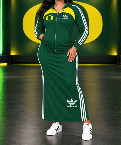 Oregon Ducks NCAA Team Spirit Zip Hoodie & Maxi Skirt Set