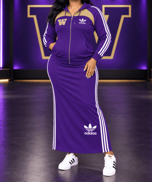 Washington Huskies NCAA Team Spirit Zip Hoodie & Maxi Skirt Set