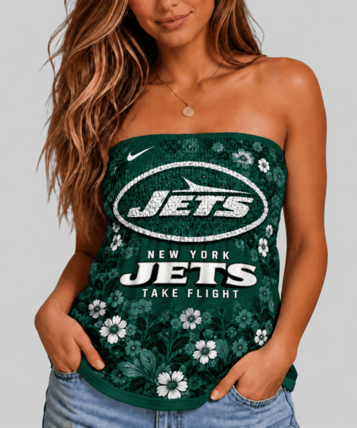 New York Jets NFL Floral Strapless Mini Dress