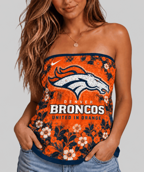 Denver Broncos NFL Floral Strapless Mini Dress