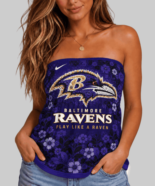 Baltimore Ravens NFL Floral Strapless Mini Dress