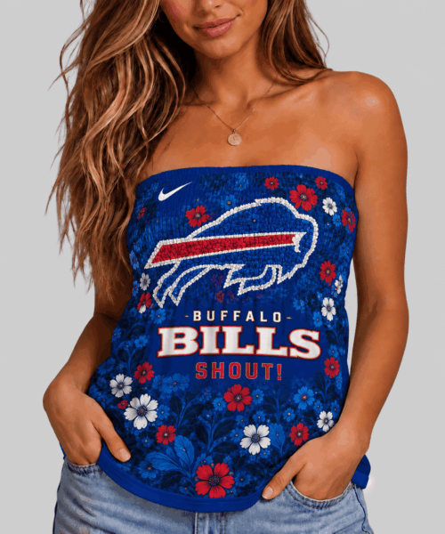 Buffalo Bills NFL Floral Strapless Mini Dress