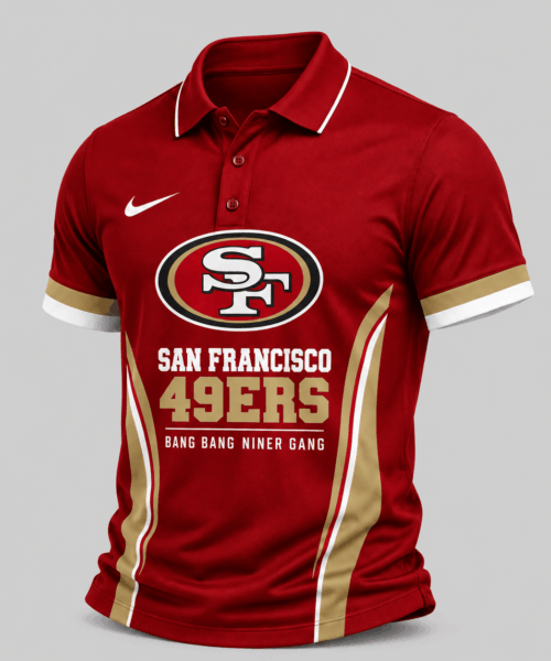 San Francisco 49ers NFL Side Stripe Mascot Polo Shirt