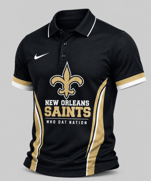 New Orleans Saints NFL Side Stripe Mascot Polo Shirt