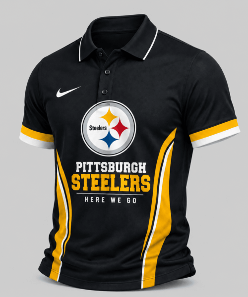 Pittsburgh Steelers NFL Side Stripe Mascot Polo Shirt