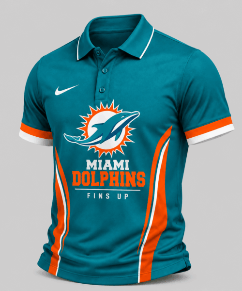 Miami Dolphins NFL Side Stripe Mascot Polo Shirt