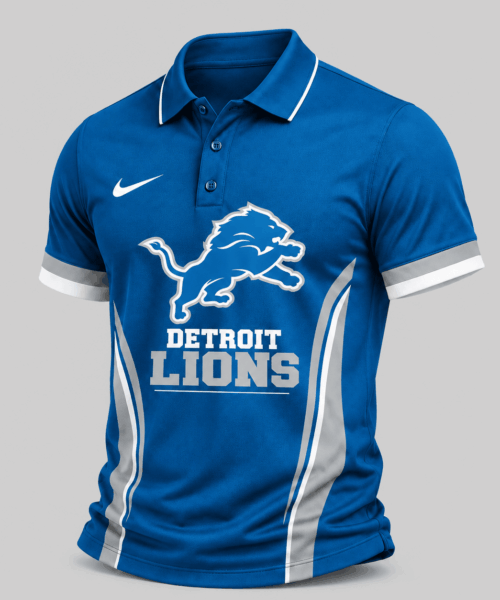 Detroit Lions NFL Side Stripe Mascot Polo Shirt