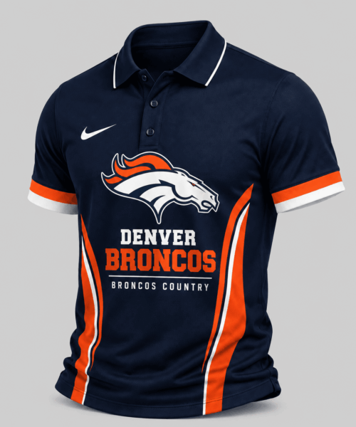 Denver Broncos NFL Side Stripe Mascot Polo Shirt