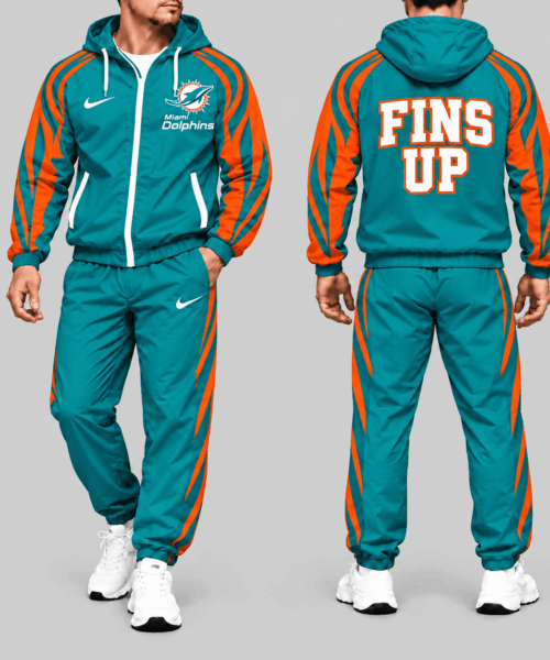 Miami Dolphins NFL Side Stripe Hooded Tracksuit Set