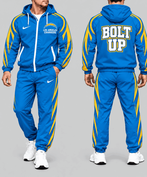 Los Angeles Chargers NFL Side Stripe Hooded Tracksuit Set